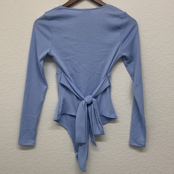 Le Lis Baby Blue Ribbed Knit Bodysuit - Picture 4 of 11